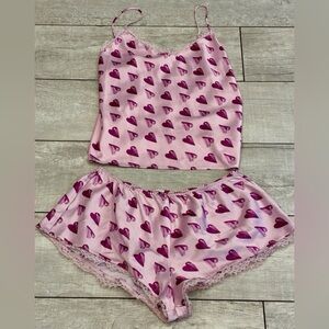 Victoria's Secret Pink Heart Pajama Set